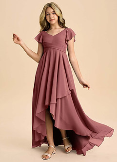 Azazie Caria Junior Amethyst A-Line Pleated Chiffon Dress image1