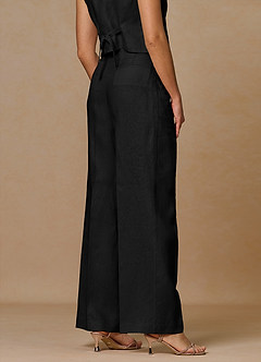 front Belicia Black 100% Linen Pants