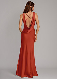 Azazie Cheryl Vestidos de damas de honor Vestido de Óxido de Satén Elástico de Corte Sirena image5