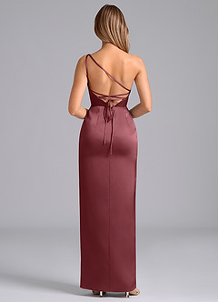 Azazie Naria Bridesmaid Dresses Desert Rose Sheath One Shoulder Stretch Satin Dress image6