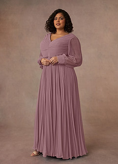 Azazie Zina Mother of the Bride Dresses Dusty Rose A-Line Pleated Chiffon Dress image9