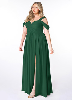 Azazie Lianne Bridesmaid Dresses Dark Green A-Line Off the Shoulder Chiffon Dress image9