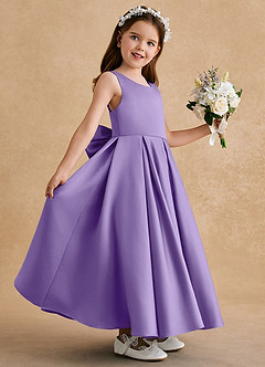 Azazie Honey Bear Flower Girl Dresses Tahiti A-Line Pleated Matte Satin Dress image5