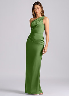 Azazie Akilah Brudtärnklänningar Klä av Sjöjungfru i Stretch Satin Ena axeln Basilika image6