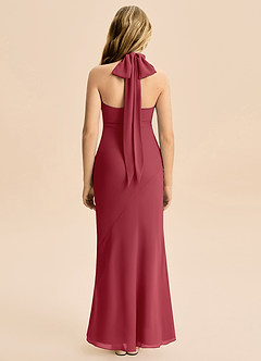 Azazie Velli Junior Pomegranate Mermaid High Neck Chiffon Dress image2