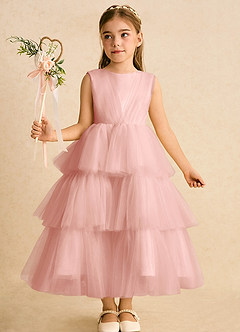 Azazie Marshmallow vestidos de niña de las flores Vestido de Rosetón de Tul de Princesa con Lazo image6
