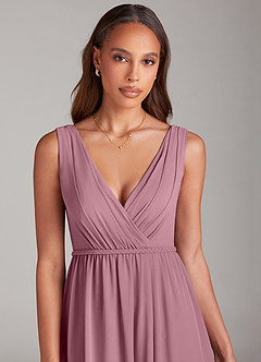 Azazie Tanicia Brautjungfernkleider A-Linie Plissee Chiffon Kleid Vintage Mauve image5