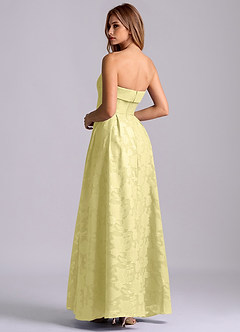 Azazie Lucienne Bridesmaid Dresses Lemon Sorbet A-Line Strapless Floral Burnout Dress image2
