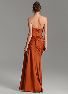 Azazie Zorah Robes de demoiselle d'honneur Robe Sirène Convertible en Satin extensible Corset Orange Brûlée image6