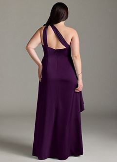 Azazie Maive Robes de demoiselle d'honneur Robe Fourreau en Satin extensible Rayé Grain De Raisin image2