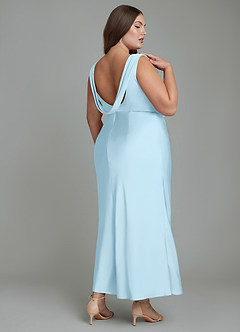 Azazie Kieryn Bridesmaid Dresses Sky Blue Mermaid Pleated Stretch Satin Dress image7