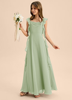 Azazie Carmin Junior Klä av A-Line i Chiffong Rynkad image3