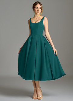Azazie Amalie Bridesmaid Dresses Peacock A-Line Pleated Chiffon Dress image6