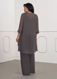 Azazie Maura Mother of the Bride Dresses Steel Grey Jumpsuit/Pantsuit Sequins Chiffon Dress image13