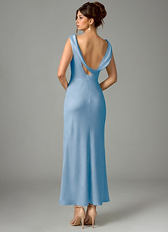 Azazie Kieryn Brautjungfernkleider Meerjungfrau-Linie Plissee Stretch-Satin Kleid Puderblau image5