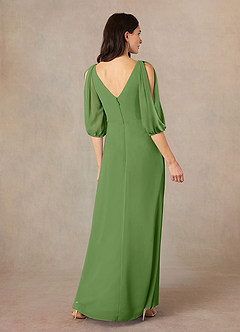 Azazie Bronwyn Mother of the Bride Dresses Basil A-Line V-Neck Ruched Chiffon Dress image4
