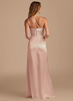 Azazie Eren Bridesmaid Dresses English Rose Sheath One Shoulder Metallic Satin Dress image5