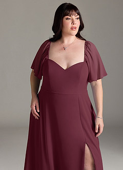 Azazie Chloe Bridesmaid Dresses Cabernet A-Line Sweetheart Neckline Chiffon Dress image12