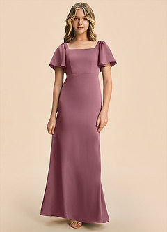 Azazie Chace Junior Desert Rose Sheath Stretch Satin Dress image4