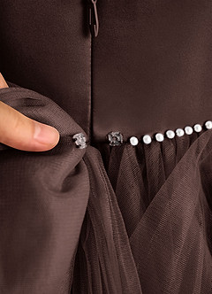 Azazie Tinie Robe Demoiselle D'honneur Fillette Robe Princesse en Tulle Arc Ganache image8