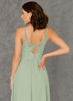 Azazie Amy Schlussverkauf A-Linie Spitze Chiffon Kleid Staubiger Salbeigrün image5