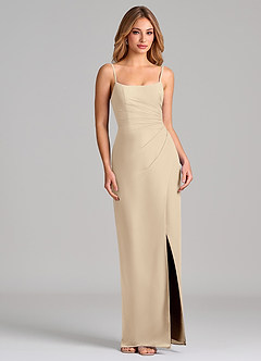 Azazie Calandra Suknie dla druhen Osłona Pofałdowany Szyfon Do ziemi Sukienka image5