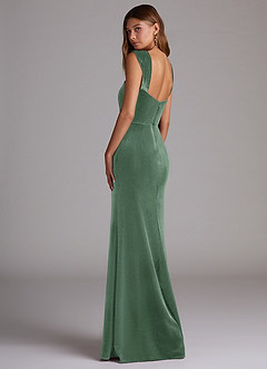 Azazie Junia Bridesmaid Dresses Eucalyptus Sheath Off the Shoulder Velvet Convertible Dress image3