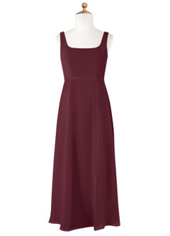 Azazie Renee Junior Cabernet A-Line Side Slit Chiffon Dress image5