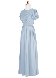 Azazie Mosley A-Line Ruched Mesh Floor-Length Dress image9