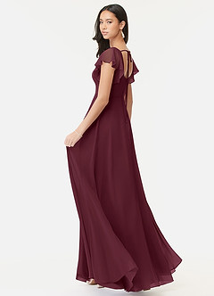 Azazie Bondi Bridesmaid Dresses Cabernet A-Line Ruffled Chiffon Dress image5