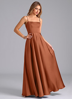 Azazie Elita Bridesmaid Dresses Cedar Rose A-Line Pleated Stretch Satin Dress image3