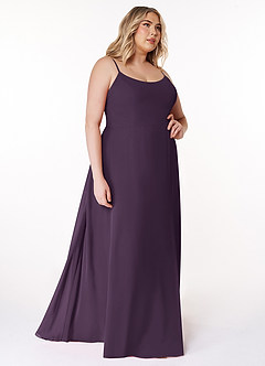 Azazie Moira Bridesmaid Dresses Plum A-Line Scoop Chiffon Dress image11