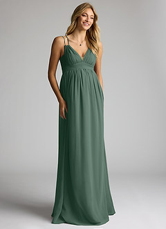 Azazie Emree vestidos de dama de honor de maternidad Vestido de Corte En A Hasta el suelo Gasa image3