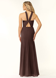 Azazie Rue Bridesmaid Dresses Ganache A-Line Halter Chiffon Dress image2