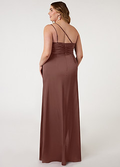 Azazie Eren Robes de demoiselle d'honneur Robe Sirène en Satin extensible Ue épaule Expresso image7