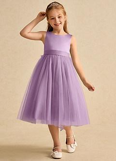 Azazie Winnie Flower Girl Dresses Wisteria Ball-Gown Bow Tulle Dress image4