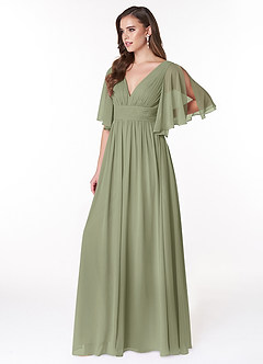 Azazie Temeka Bridesmaid Dresses Pistachio A-Line Ruched Chiffon Dress image3