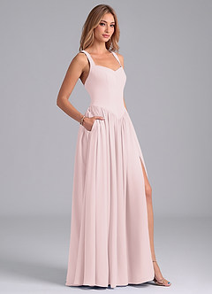 Azazie Francis Bridesmaid Dresses Blushing Pink A-Line Corset Chiffon Dress image6