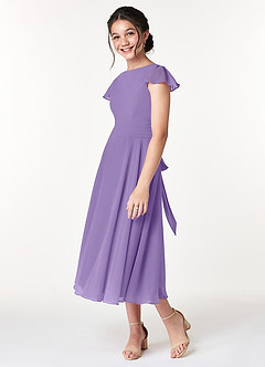Azazie Payton Junior Tahiti A-Line Bow Chiffon Dress image5