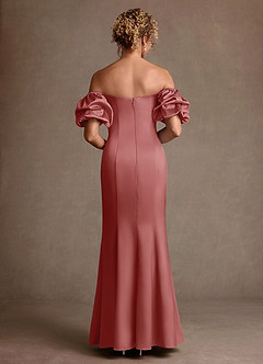 Azazie Redding Suknie dla Matki Panny Młodej Osłona Marszczony Satyna elastyczna Długość podłogi Sukienka image2