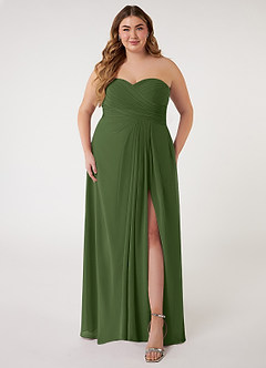 Azazie Arabella Allure Bridesmaid Dresses Olive A-Line Sweetheart Neckline Chiffon Convertible Dress image12