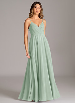 Azazie Amani Bridesmaid Dresses Agave A-Line Pleated Chiffon Dress image5