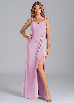 Azazie Micky Jurken voor bruidsmeisjes Jurk van Mesh met A-Lijn Geplooid Snoep Roze image3