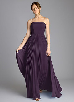 Azazie Mariana Bridesmaid Dresses Plum A-Line Strapless Chiffon Dress image1