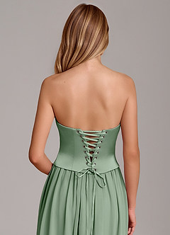 Azazie Cadence Bridesmaid Dresses Matcha A-Line Corset Stretch Satin Convertible Dress image6