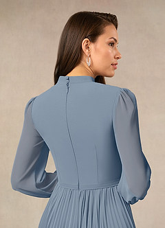 Azazie Adellah Mère de la mariée Robes Robe Trapèze en Mousseline de soie Plissée Violet Crépusculaire image4