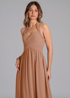 Azazie Darlyn Abiti da Damigella Abito A-Line in Chiffon Plissettato Champagne Rosa image7