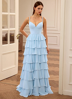 Celeste Himmelblau Rüschenkleid in A-Linie image3