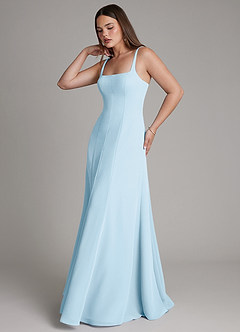 Azazie Nyla Kleider zum Anprobieren zu Hause A-Linie Rechteckiger Ausschnitt Chiffon Kleid Himmelblau image3