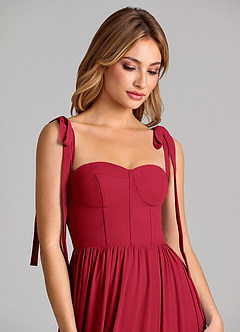 Azazie Anastacia Brautjungfernkleider A-Linie Herzausschnitt Chiffon Kleid Scharlachrot image7